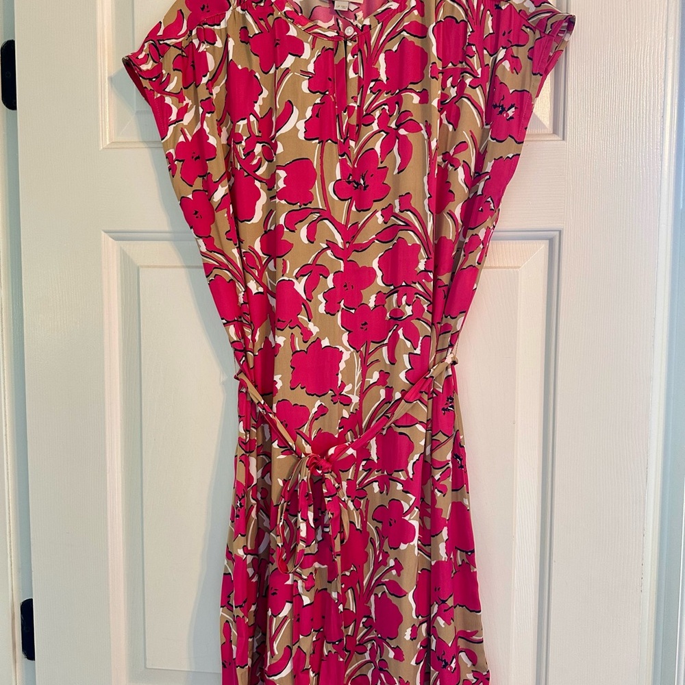Loft Floral Pink and Tan Dress